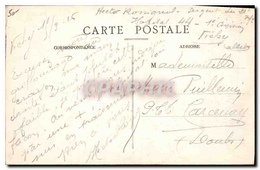 CPA Vichy Grand Hotel International et Splendid Coiffeur — Rückseite