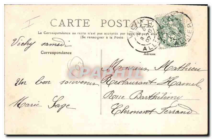 CPA Vichy le Casino Salle de Jeux  — Rückseite