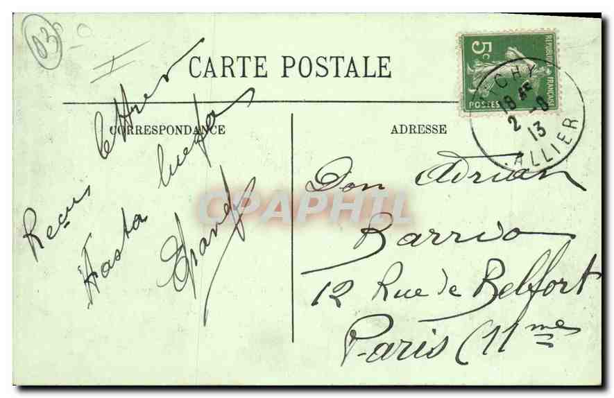 CPA Vichy La Passerelle sur l'Allier Peche Pecheur — Rückseite