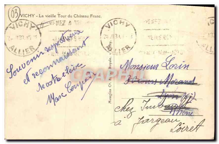 CPA Vichy La vieille Tour du Chateau France  — Rückseite