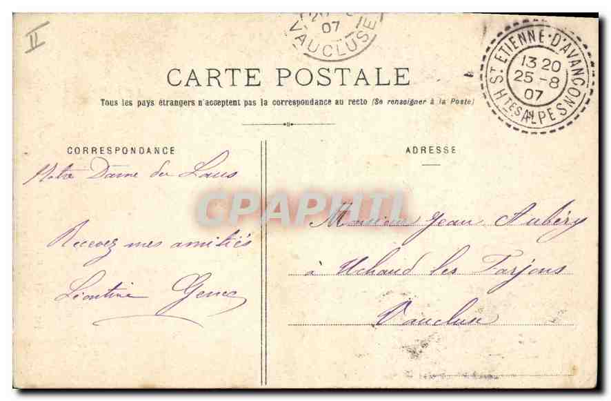 Notre-Dame-du-Laus - Chapelle du Précieux-Sang, au fond Village d'Avançon — V. Fournier, éditeur, Gap, n°725 — Reverso