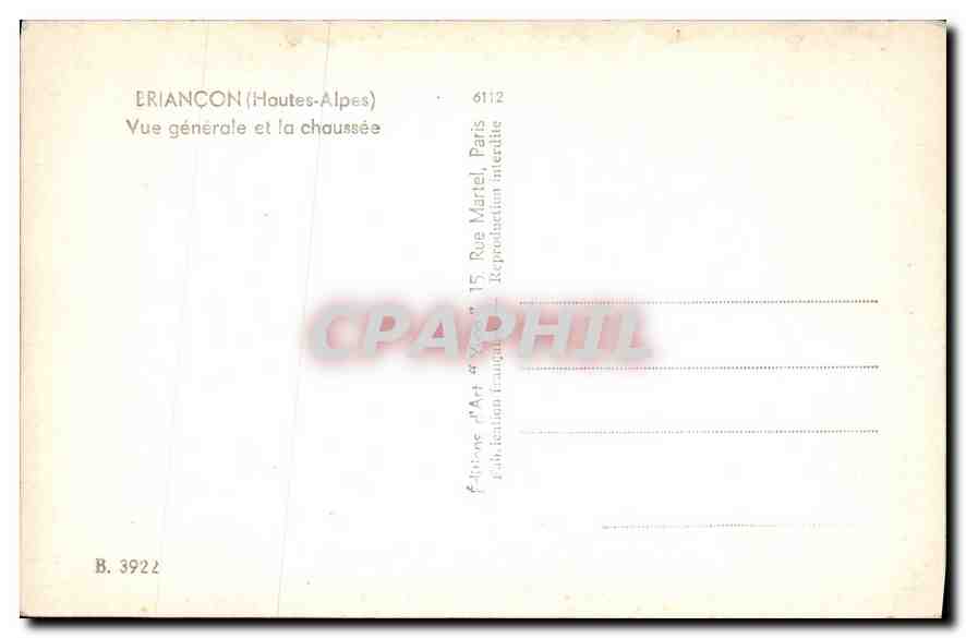CPA Briancon Hautes Alpes Vue generale et la chaussee  — Verso