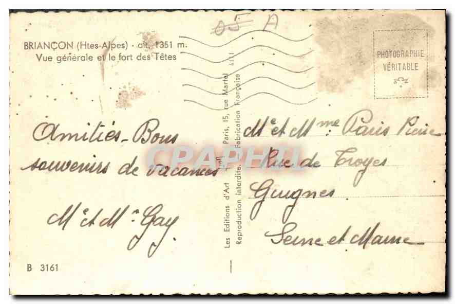 Briancón (Htes-Alpes) — Vue générale et le fort des Têtes — Les Éditions d'Art — Reverso