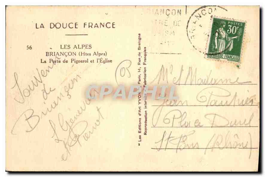 Briancón (Htes Alpes) — La Porte de Pignérol et l'Église — Les Éditions d'Art Yvon, Paris — Reverso