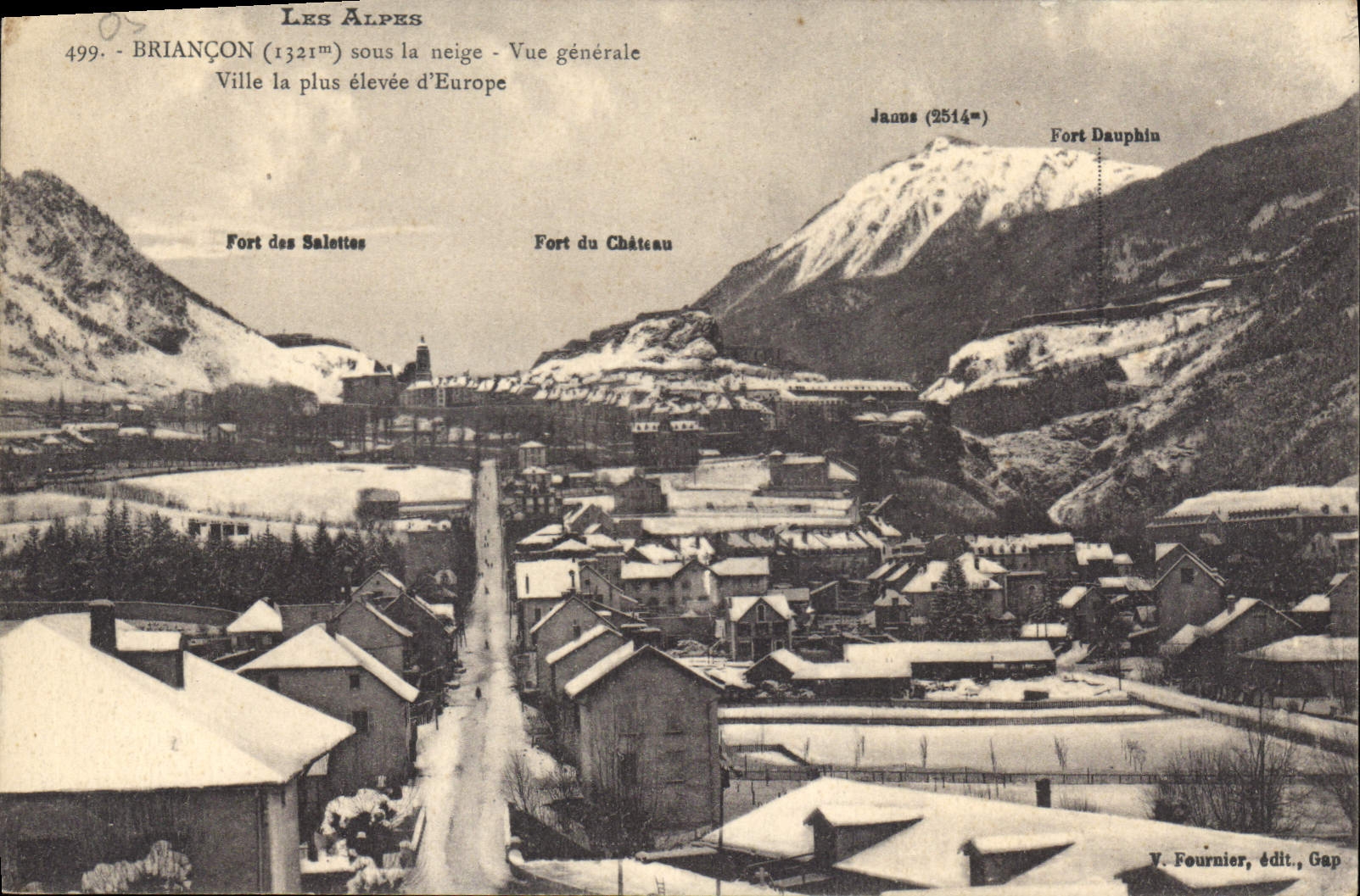 Briançon (1321m) sous la neige - Vue générale - Ville la plus élevée d'Europe — V. Fournier, Gap