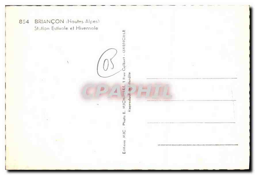 Briancón (Hautes-Alpes) — Station Estivole et Hivernale — Éditions Michillet, 1 rue Colbert, Grenoble — Verso