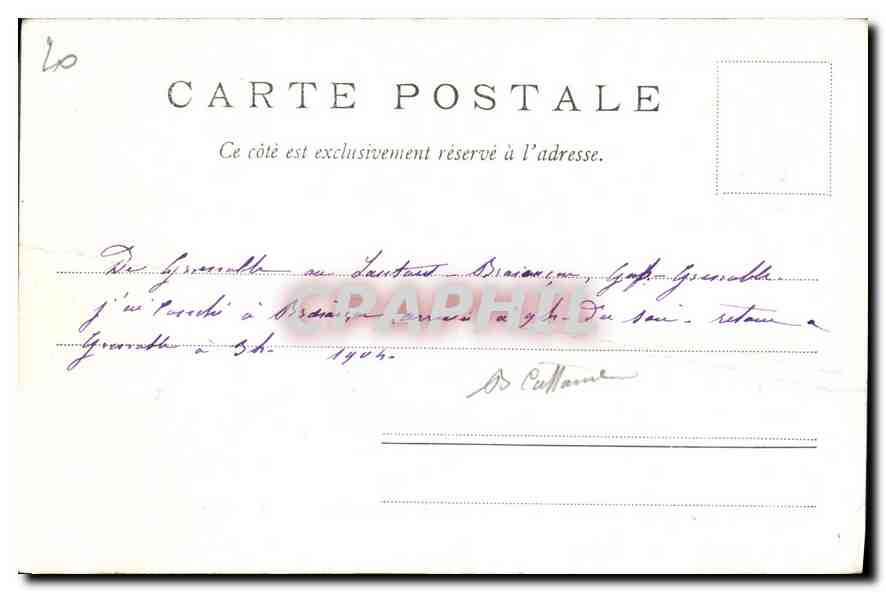 Briancón - Route de la Vachette (Redoute des Salettes-le Fontenil au fond le Chaberton) — Lambert, éditeur à Gap, cliché Réveillet — Verso