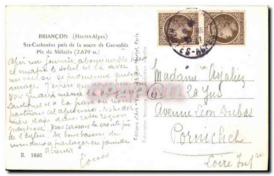 Briançon — Vue du Pic du Mélèzin (2.679 m) — Éditions d'Art, Paris — Verso