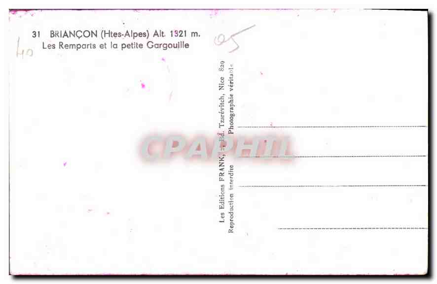 BRIANÇON (Htes-Alpes) — Les Remparts et la petite Gargouille — Éditions FRANK, Nice — Reverso
