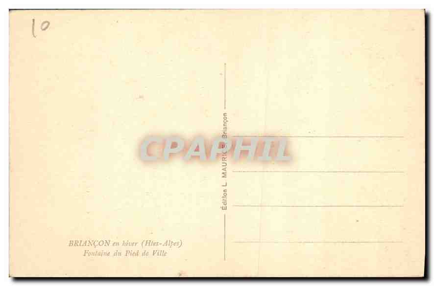 Briannçon en hiver — Fontaine du Pied de Ville — Édition L. MAURICE Briannçon — Verso