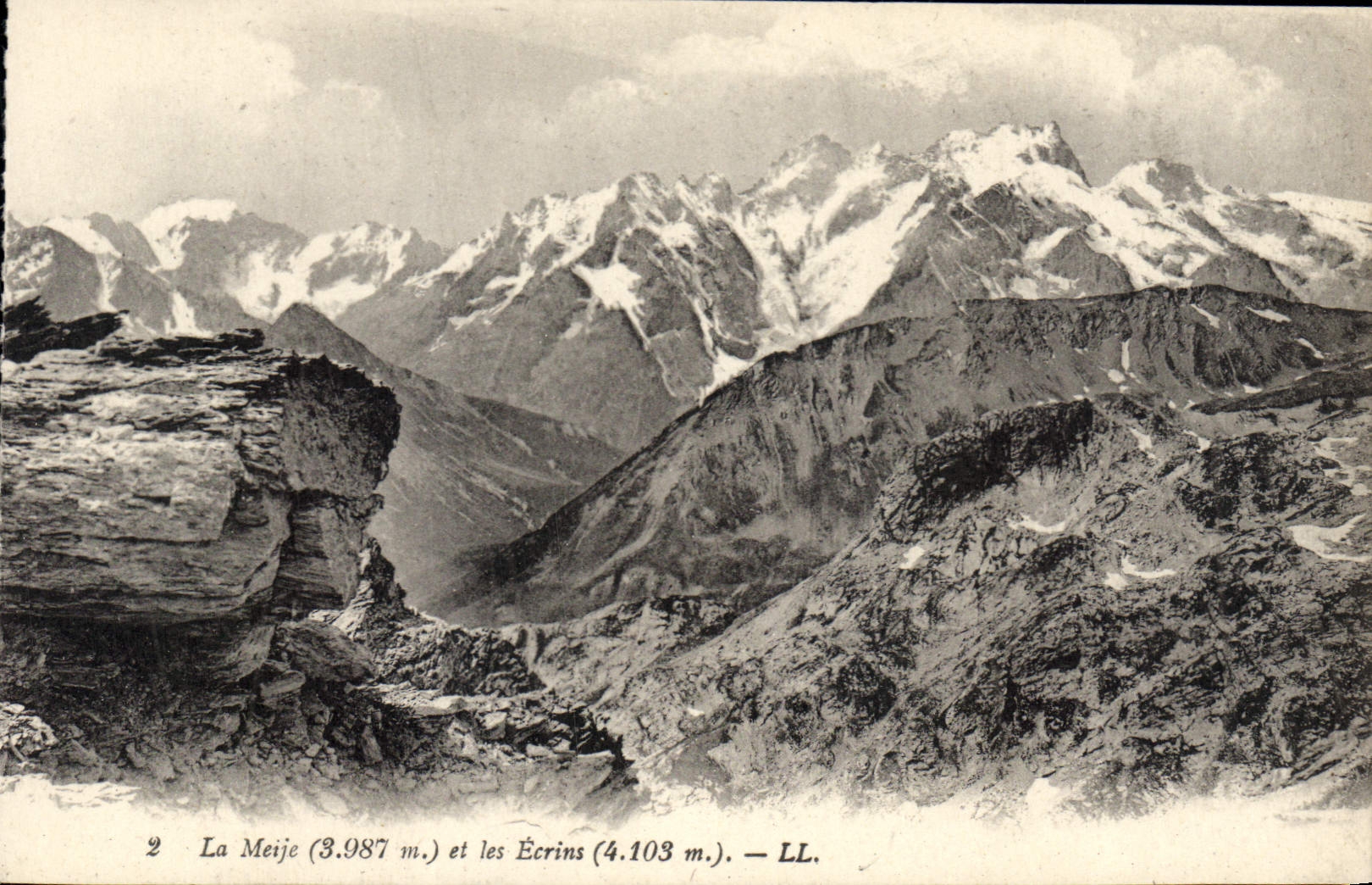 La Meije (3.987 m.) et les Écrins (4.103 m.) — LL.