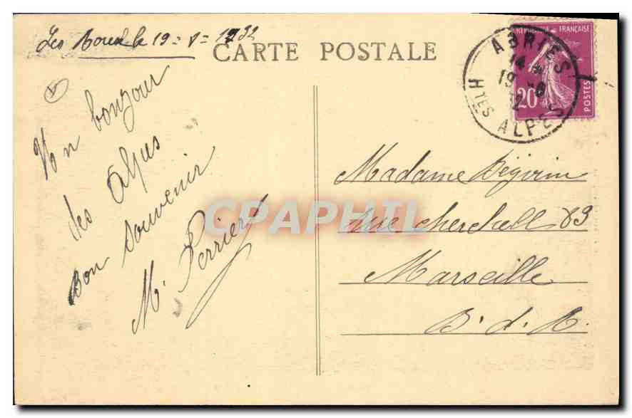 Queyras - Vallée du Guil, au-delà d'Abriès - Le Mont Viso (3841 m.) — Mlle Jobert, éditeur, Gap, n° 62 bis — Rückseite