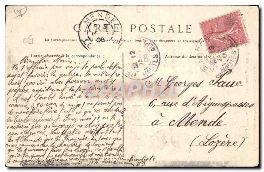CPA Pont Baldy sur la Cerveyrette  — Verso