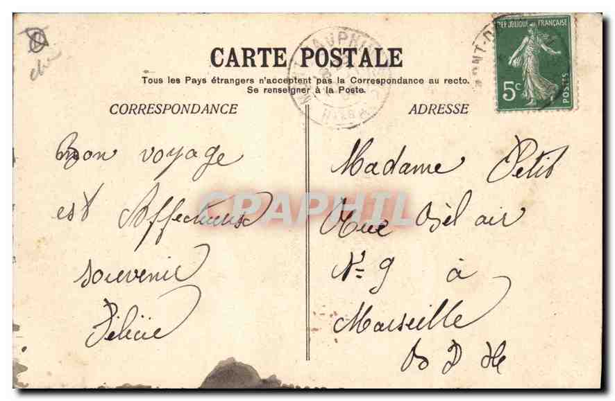 Mont-Dauphin (Hautes-Alpes) — Les Plantations et Caserne Binot — A. Allemand, Éditeur à Gap — Verso