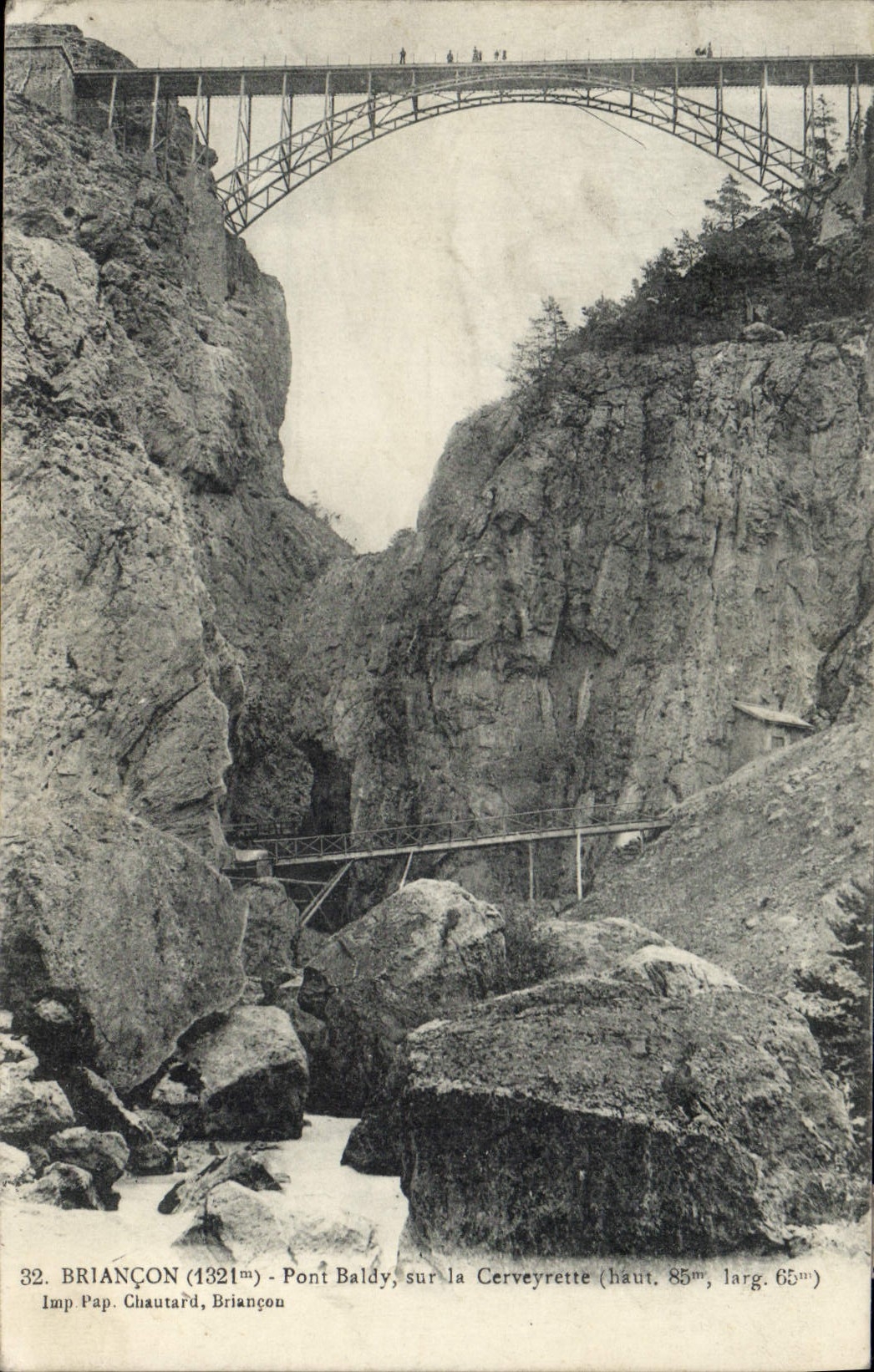 Pont Baldy sur la Cerveyrette — BRIANÇON (1321m) — Imp. Pap. Chautard, Briançon