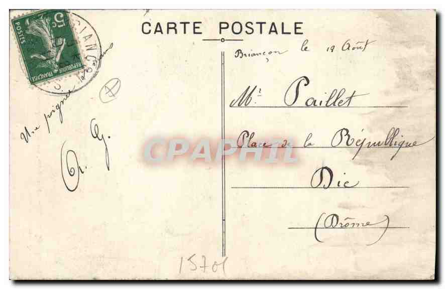 Pont Baldy sur la Cerveyrette — BRIANÇON (1321m) — Imp. Pap. Chautard, Briançon — Verso