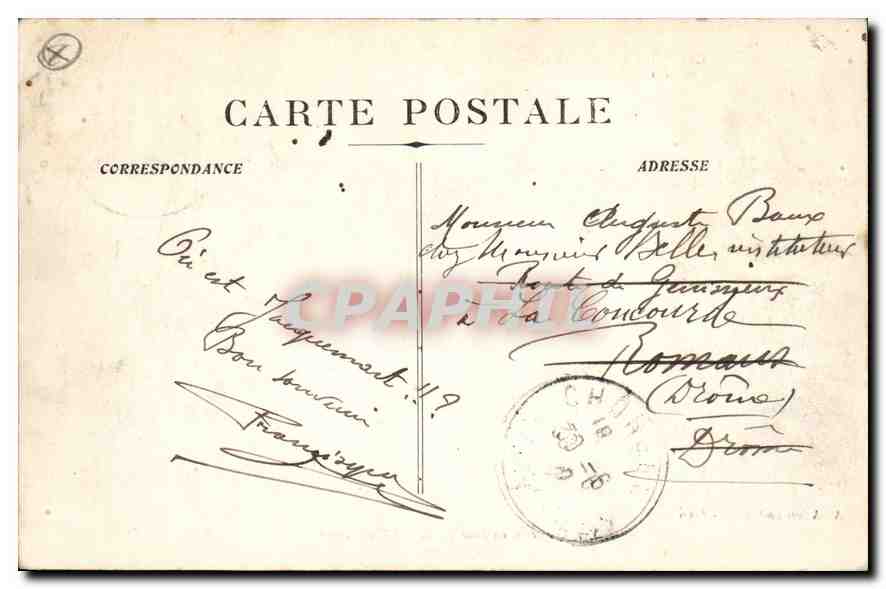 Chorges (Hautes-Alpes) — Vue Générale en face Massif du Champsaur — A. Allemand édit. Gap — Verso