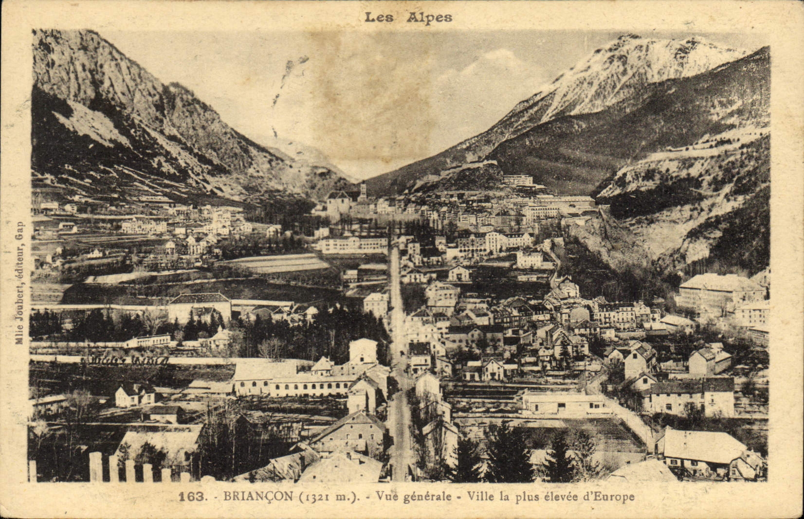 Briançon (1321 m.) — Vue générale — Ville la plus élevée d'Europe — Mlle Jonbert, éditeur Gap, n° 163
