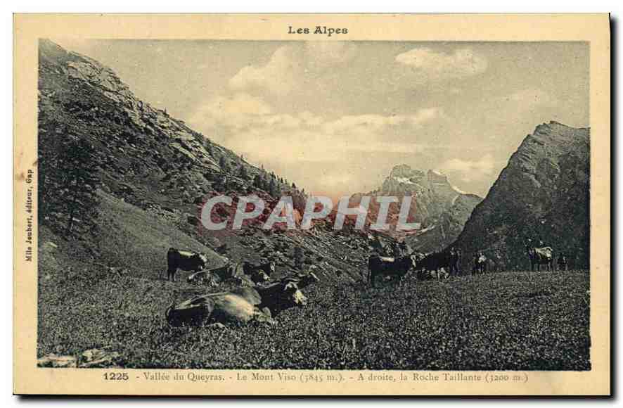 CPA Les Alpes Vallee du Queyeas A droite la Roche Taillante 