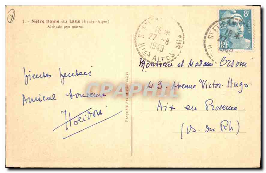 CPA Notre Dame du Laus Hautes Alpes  — Rückseite