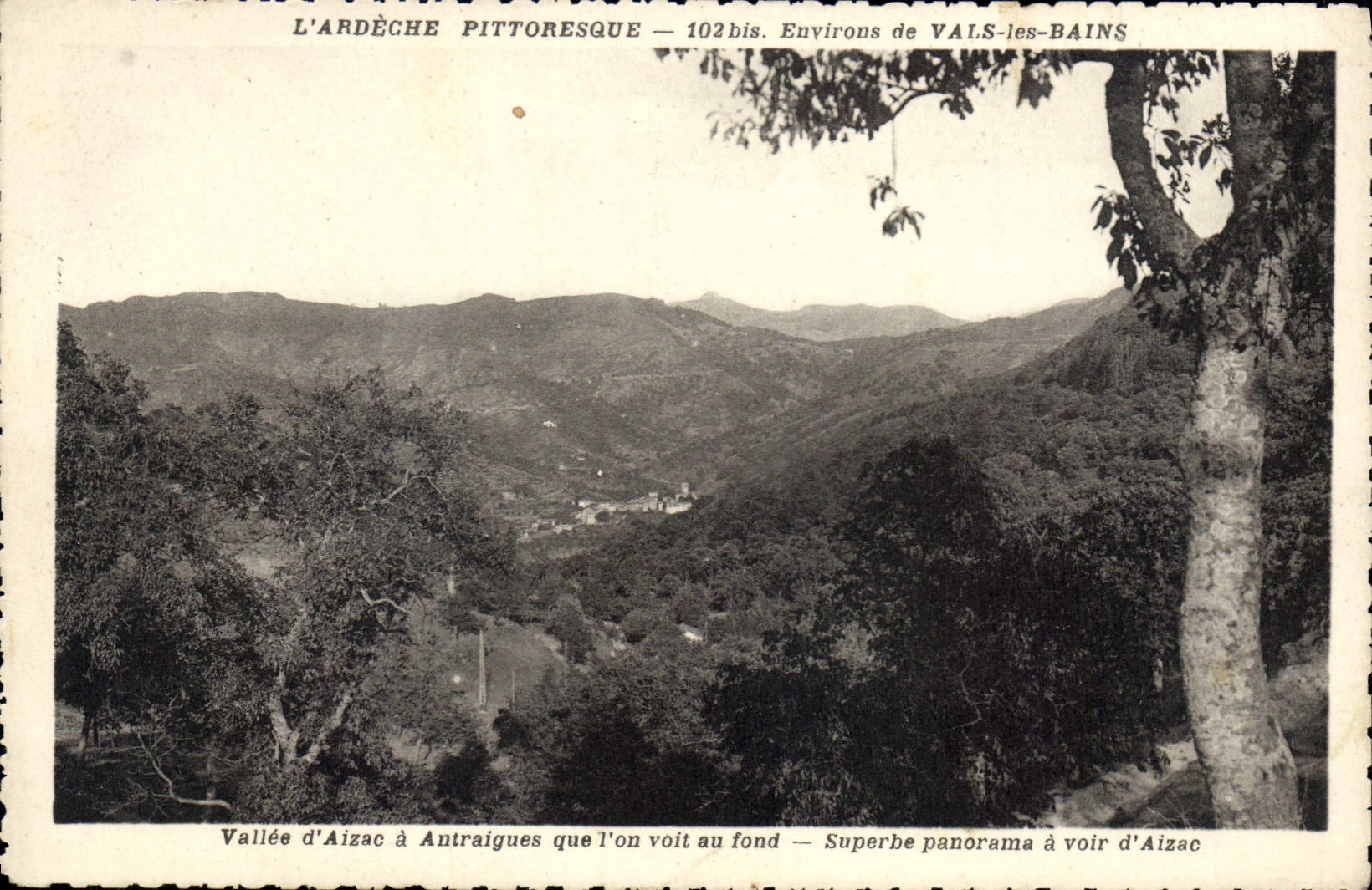 Vallée d'Aizac à Antraigues — panoramas — P. Dupont, Vals-les-Bains, 102bis