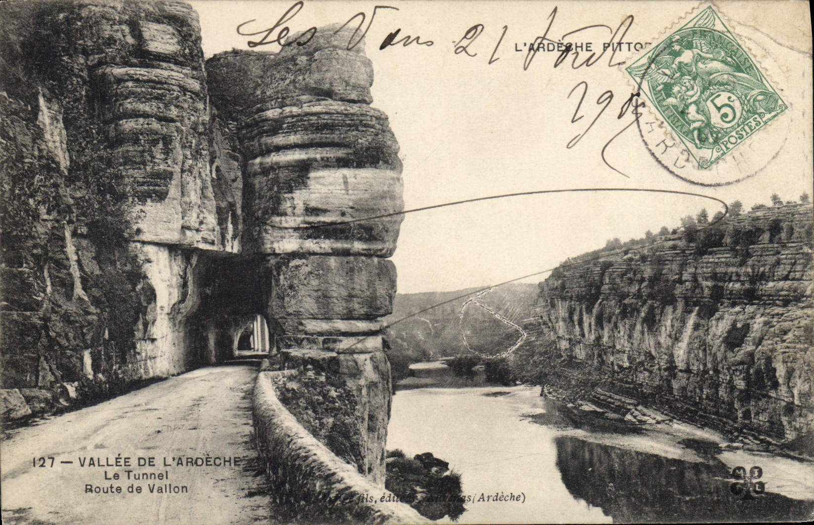 CPA Vallee de l'Ardeche Le Tunnel Route de Vallon 