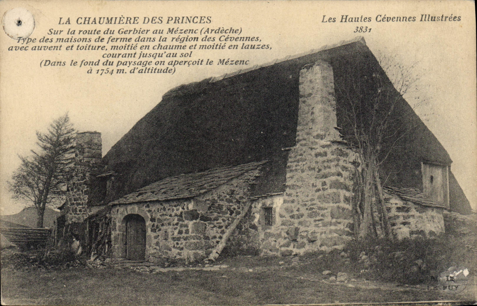 La Chaumière des Princes — Les Hautes Cévennes Illustrées n°3831 — Éditeur : Le Puy