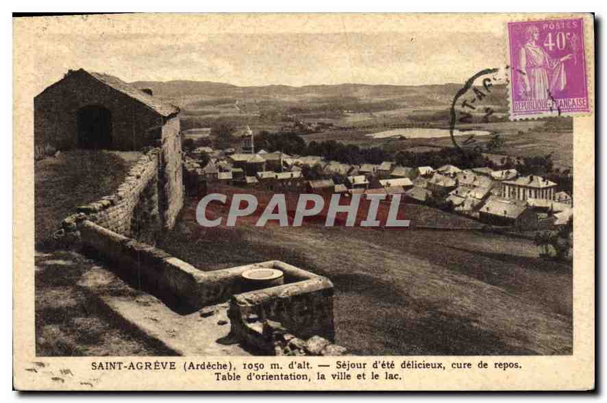 Saint-Agrève (Ardèche), 1050 m. d'alt. — Séjour d'été délicieux, cure de repos. Table d'orientation, la ville et le lac.