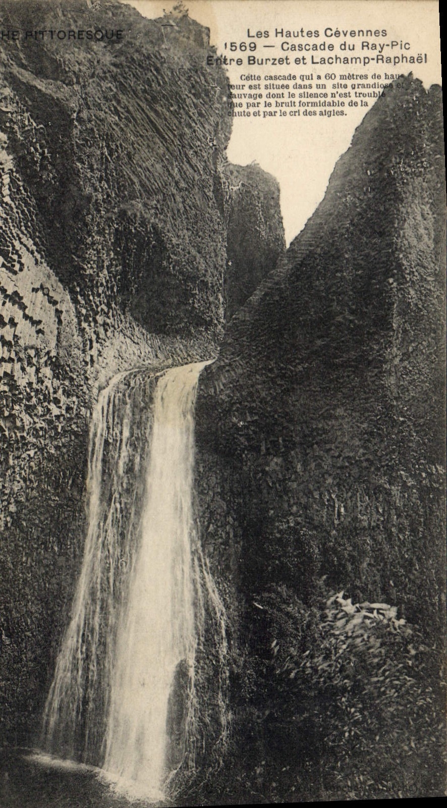 Les Hautes Cévennes — Cascade du Ray-Pic entre Burzet et Lachamp-Raphaël — Éditeur HE PITTTORESQUE, n° 1569