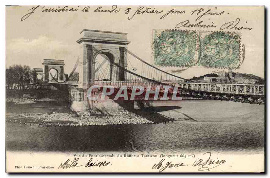 CPA Vue du Pont suspendu du Rhone a Tarascon 