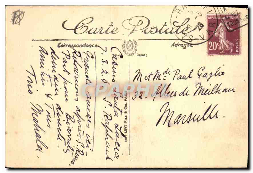CPA Saint Raphael Le Boulevard Felix Martin et Les Bains  — Rückseite