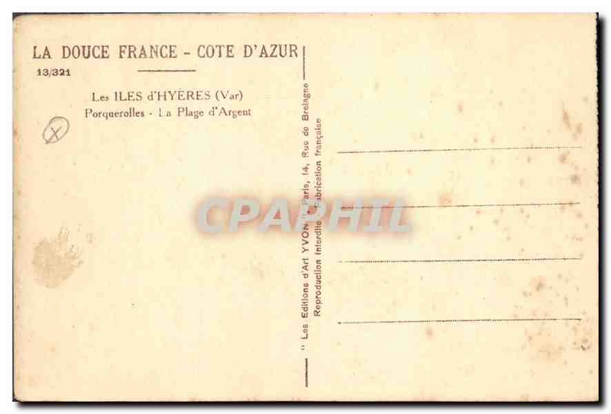 Les Iles d'Hyères - Porquerolles - La Plage d'Argent — Yvon, n°13/321 — Reverso