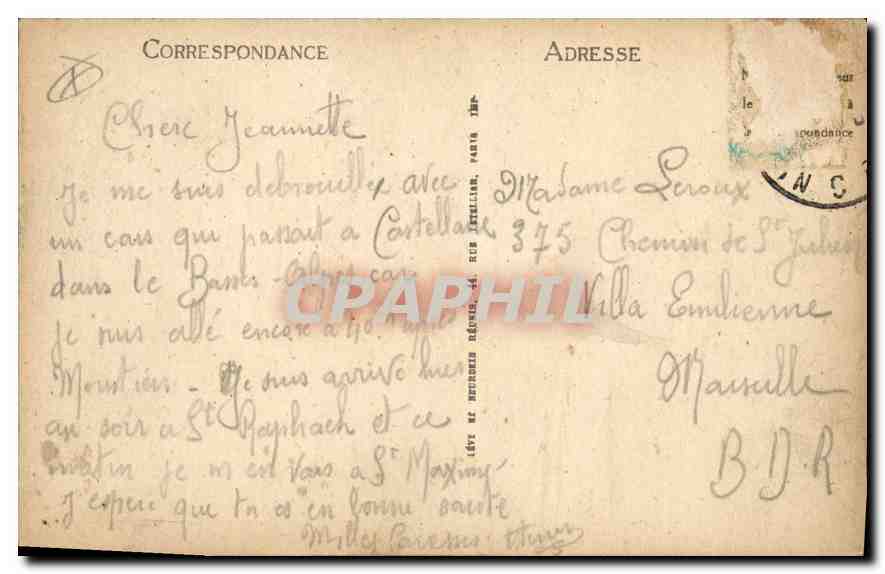 CPA Saint Raphael la Reserve et le Boulevard Felix Martin  — Rückseite