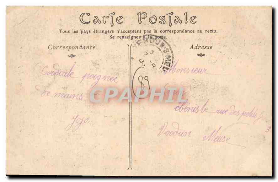 CPA Auxerre Statue de J J Fourier  — Verso