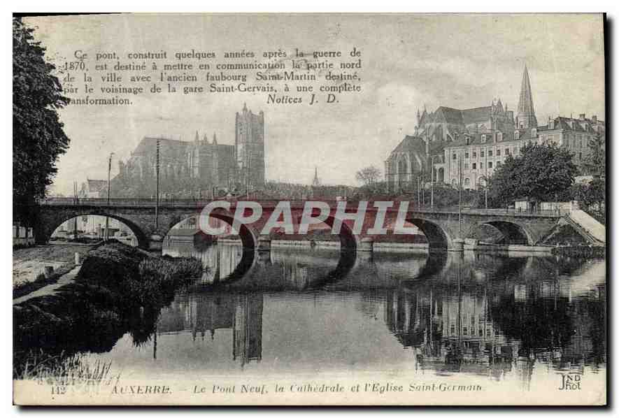 CPA Auxerre Le Pont Neuf la Cathedrale et l'Eglise Saint Germain 