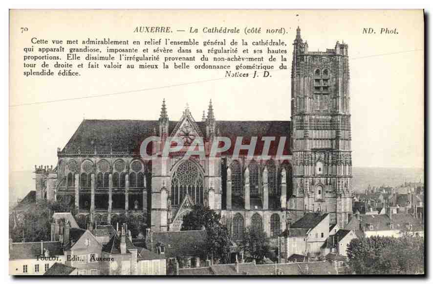 Auxerre — La Cathédrale (côté nord) — Toulot, Édit. Auxerre