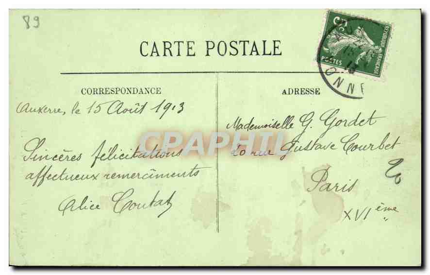 CPA Auxerre L'Horloge  — Verso