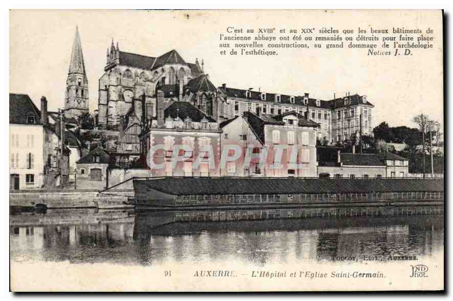CPA Auxerre L'Hopital et l'Eglise Saint Germain 