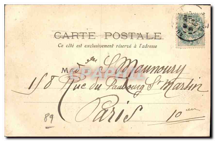 CPA Auxerre Ecluse de l'Ile Brulee Peche Pecheur — Back