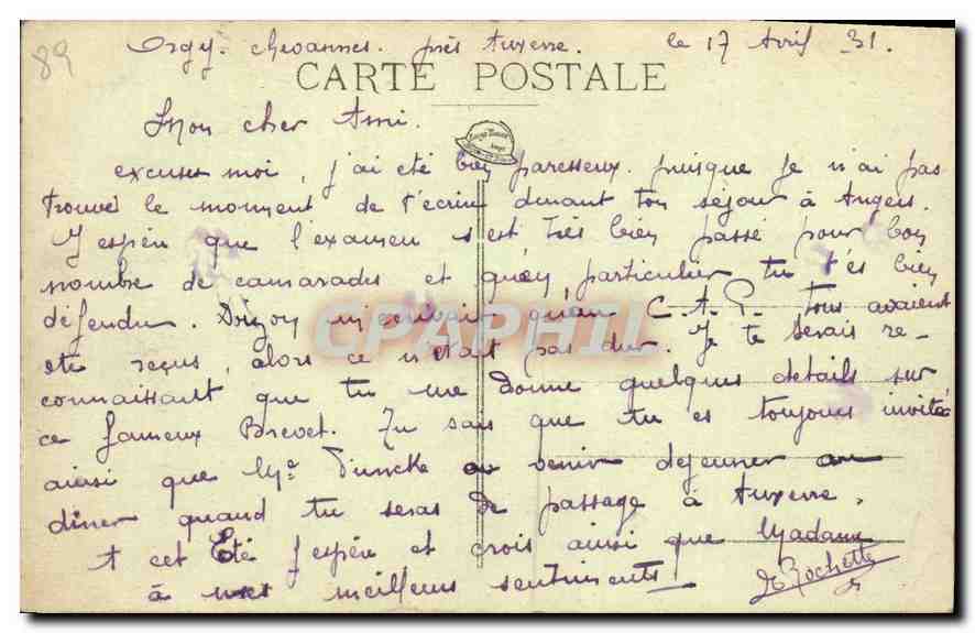 Auxerre — Le Marché — Éditeur Donnet, n°17 — Rückseite