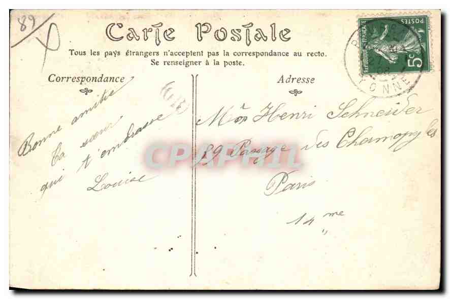 Auxerre — Vue générale prise du Pont de la Tournelle — Toulot, éditeur — Rückseite