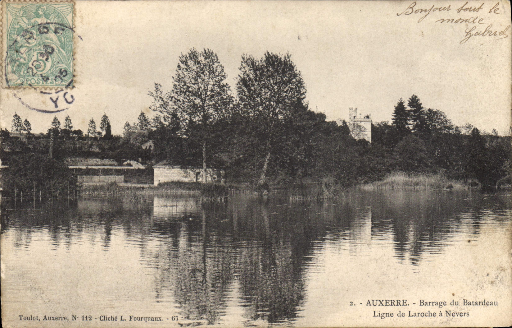 Auxerre - Barrage du Batardeau - Ligne de Laroche à Nevers — Cliché L. Fourquaux, N° 112, éditeur Toulot, Auxerre