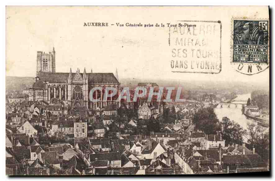 CPA Auxerre vue generale prise de la Tour St Pierre 