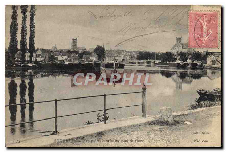 Auxerre — Vue générale prise du Pont de Grun — Toulot, éditeur