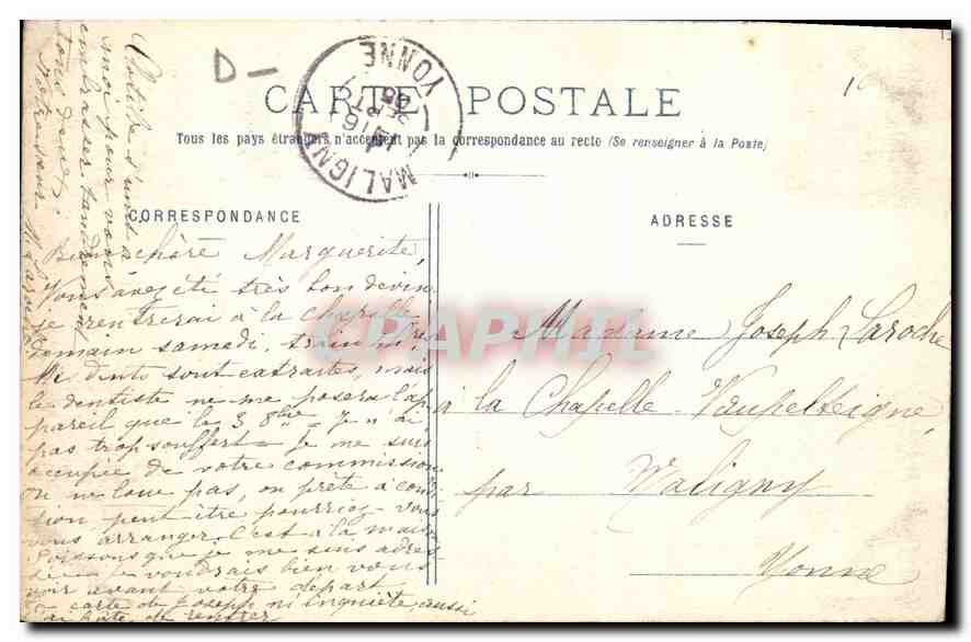 CPA Auxerre les Ocreries  — Verso