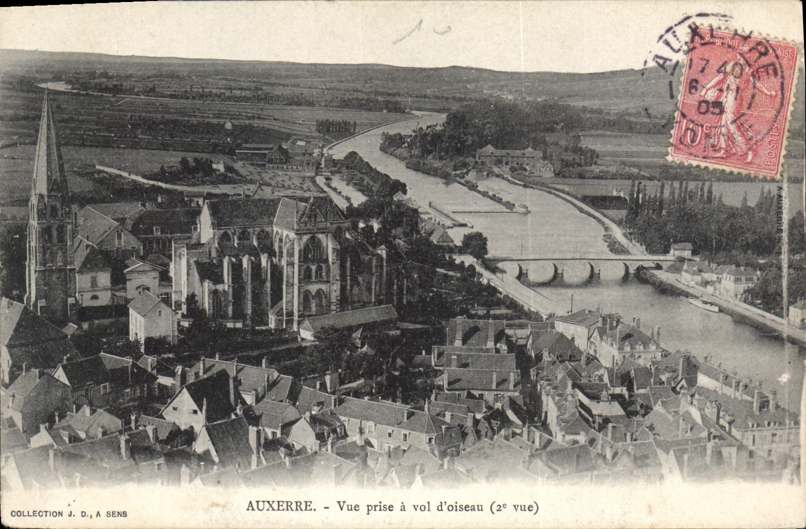 Auxerre - Vue prise à vol d’oiseau (2e vue) — Collection J. D., A Sens