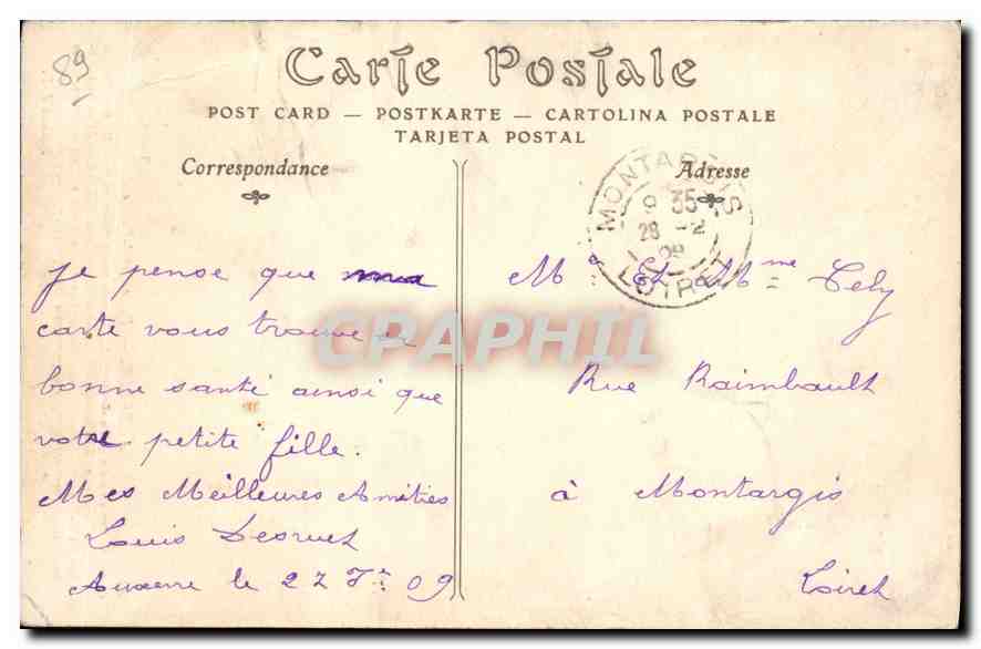 CPA Auxerre Porte Saint Pierre  — Verso