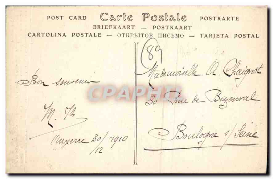 CPA Auxerre l'Horloge  — Verso