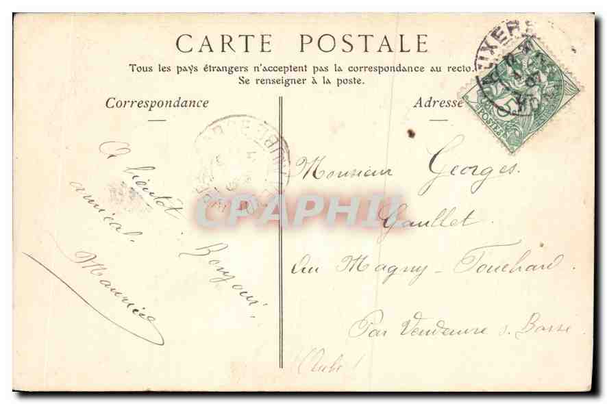 CPA Auxerre Caserne Vauban Militaria — Verso