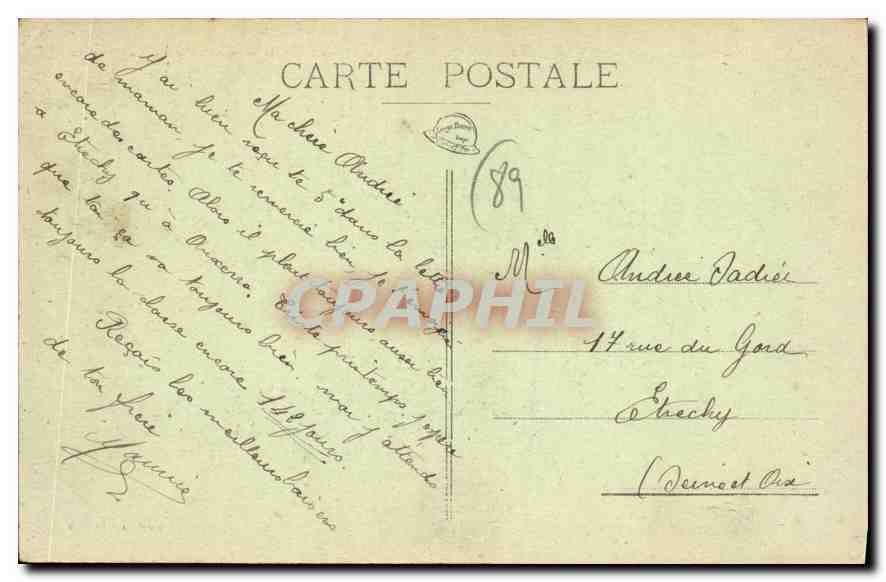CPA Auxerre vue prise des Bords de l'Yonne en aval du Pont de la Tournellle  — Verso